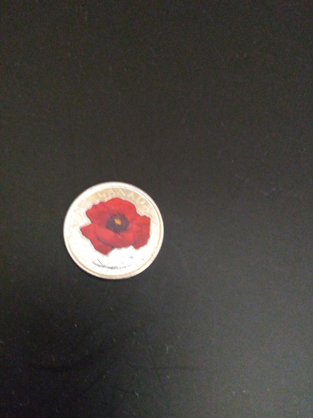 Red Poppy Decorative Canadian Coin 25 Cents - Collectables